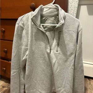 Eddie Bauer Men's Light Gray Quarter-Zip Sweater